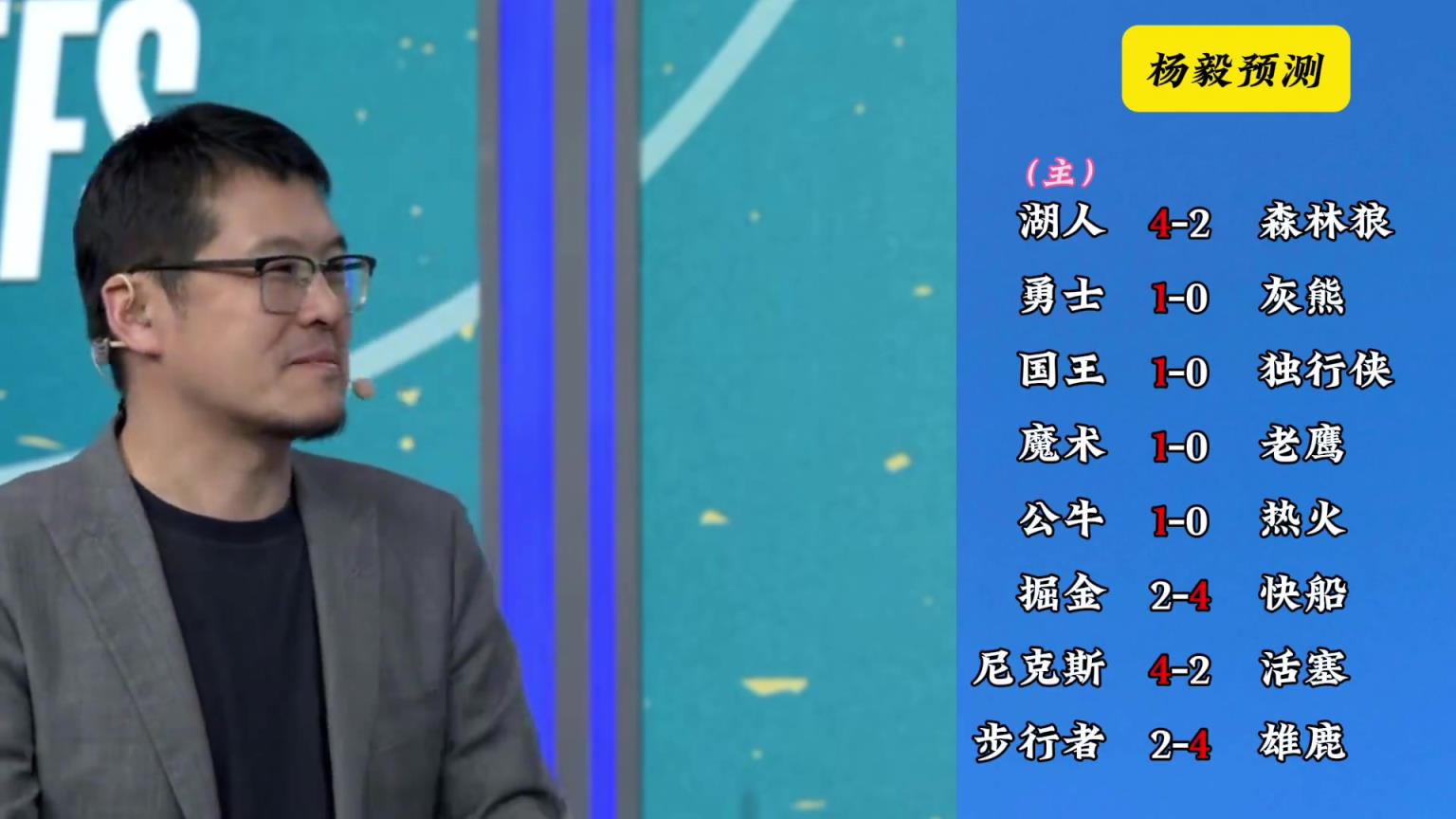 明燈來(lái)了！看看楊毅的季后賽預(yù)測(cè)：湖人4-2狼 快船4-2掘金